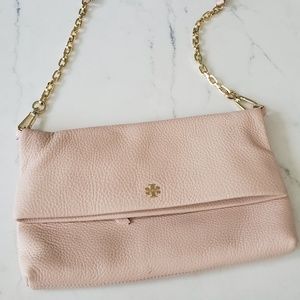 Tory Burch blush pink foldover crossbody bag